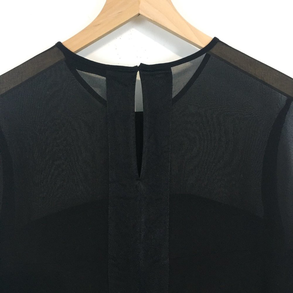 Zara Woman Black Center Stripe Semi Sheer Blouse (L) - Picture 5 of 15